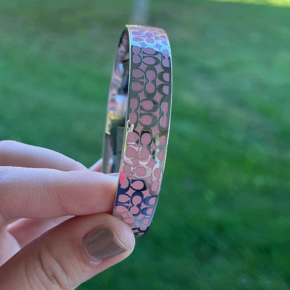 Vintage 90s pink coach bangle bracelet Y2K silver - Picture 7 of 8